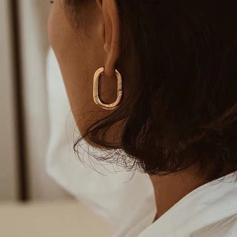 New Classic Copper Alloy Smooth Metal Hoop Earrings - Image 2
