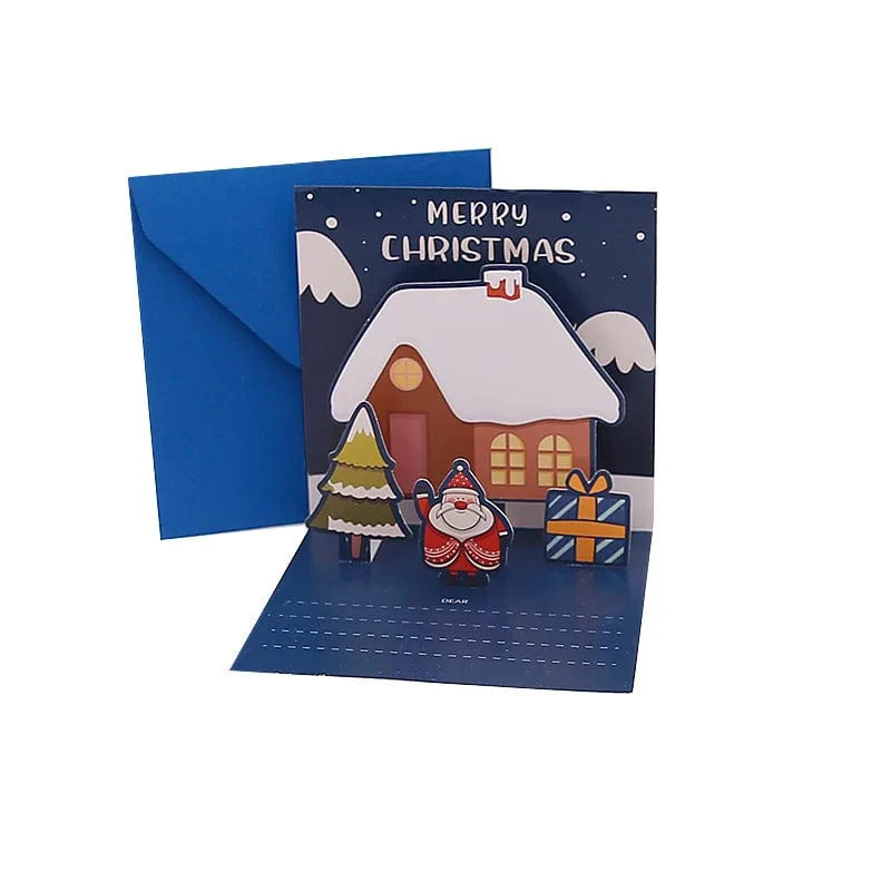 3D Pop Up Cartoon Christmas Card Merry Christmas Greeting Card Handwritten Blessing Invitation Cards Thanksgiving New Year Gifts - Image 15