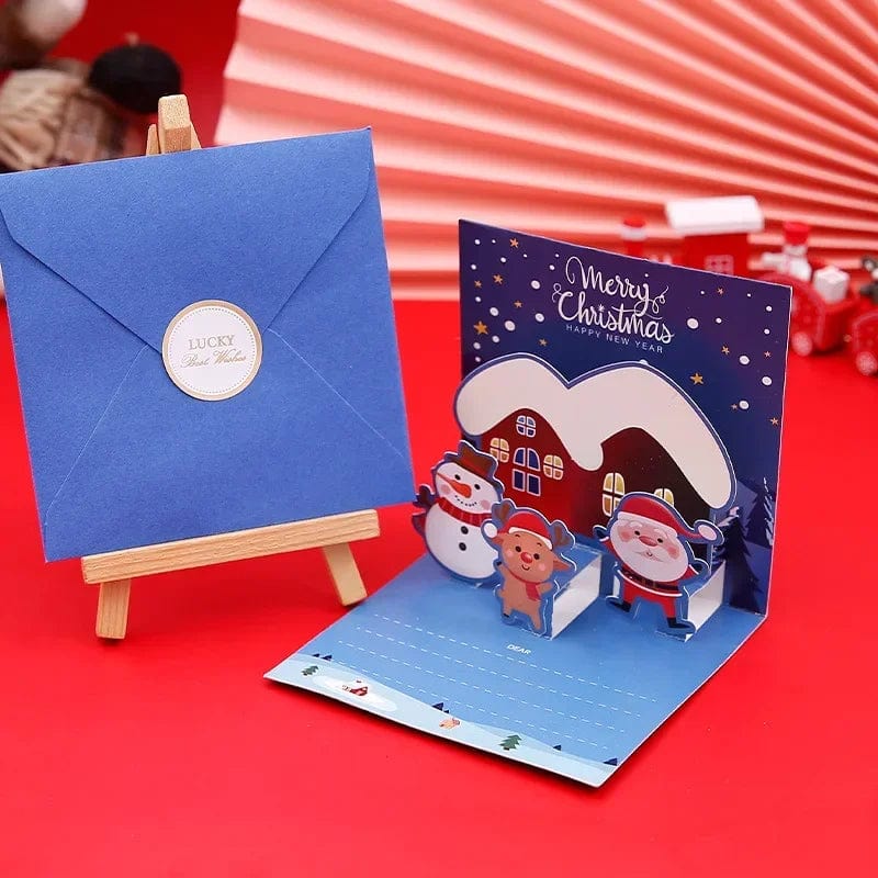 3D Pop Up Cartoon Christmas Card Merry Christmas Greeting Card Handwritten Blessing Invitation Cards Thanksgiving New Year Gifts - Image 4