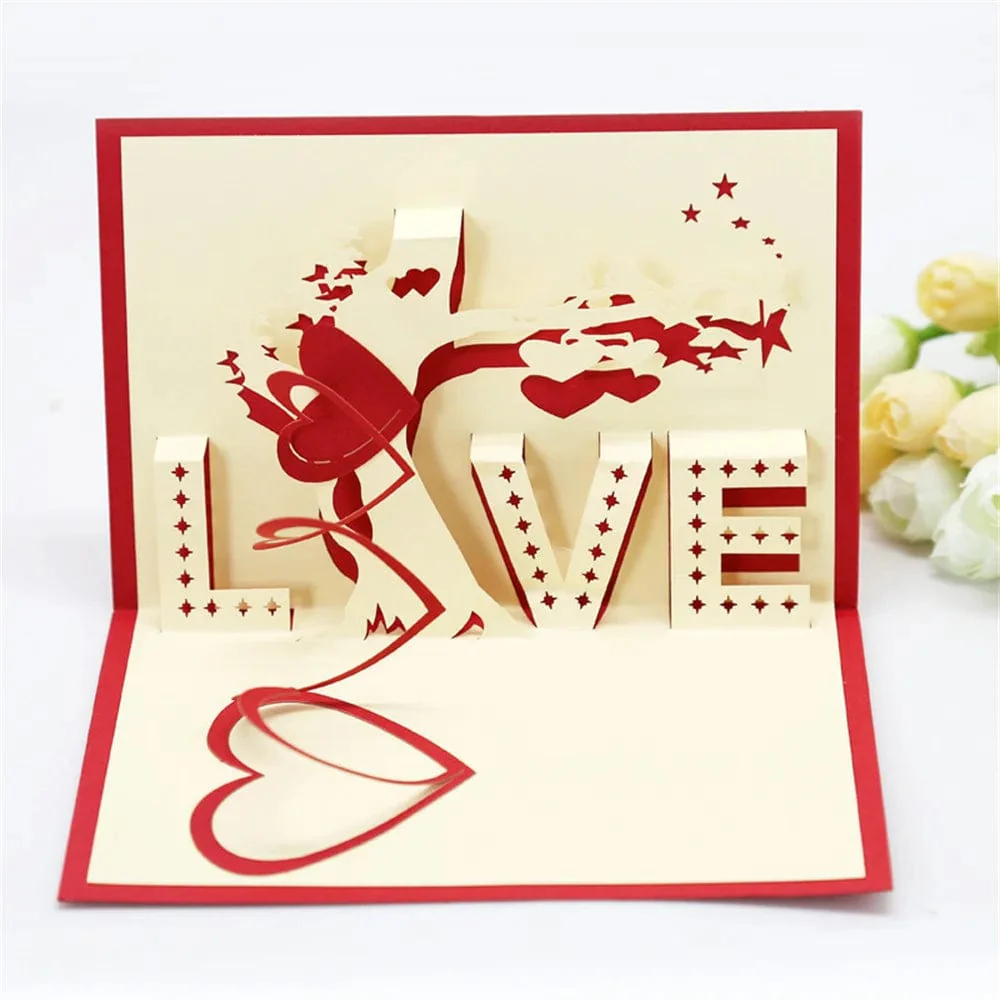 3D Pop Up Love Card with Envelope Valentines Day Birthday Anniversary Greeting Cards for Couples Wife Husband Handmade Gifts - Image 3