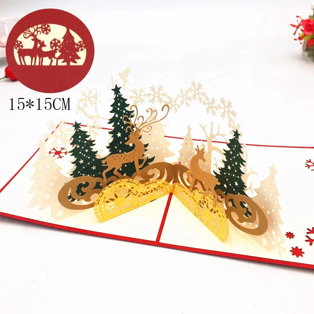 3D Pop UP Santa Cards Marry Christmas Greeting Cards Party Invitations Gifts New Year Greeting Card Anniversary Gifts Postcard - Image 2