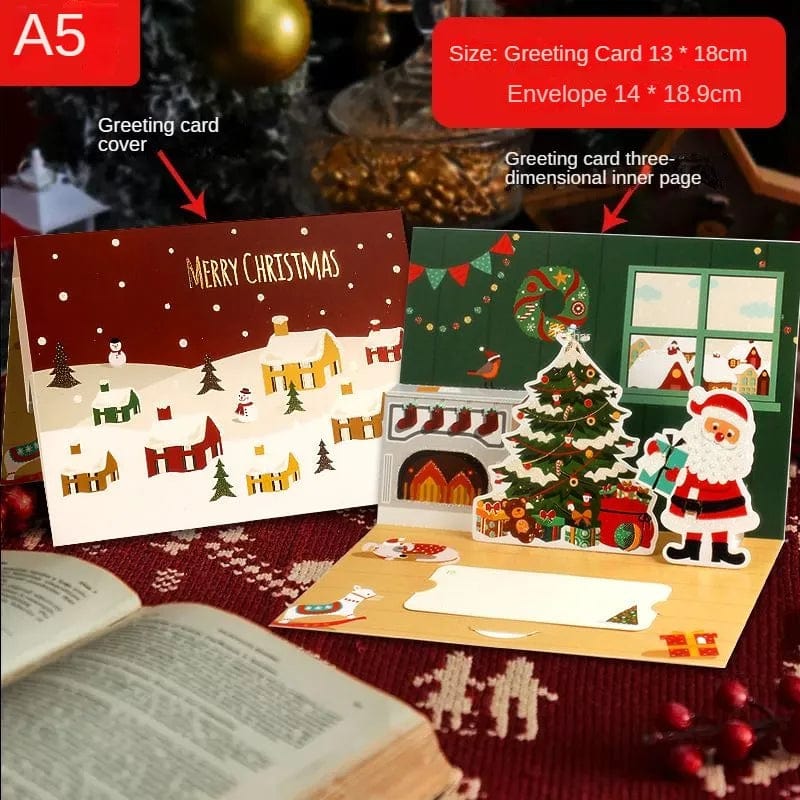 3D Santa Greeting Cards Folding Merry Christmas Best Wishes Card Xmas Gift for New Year Blessing Thank You Postcard Decoration - Image 16