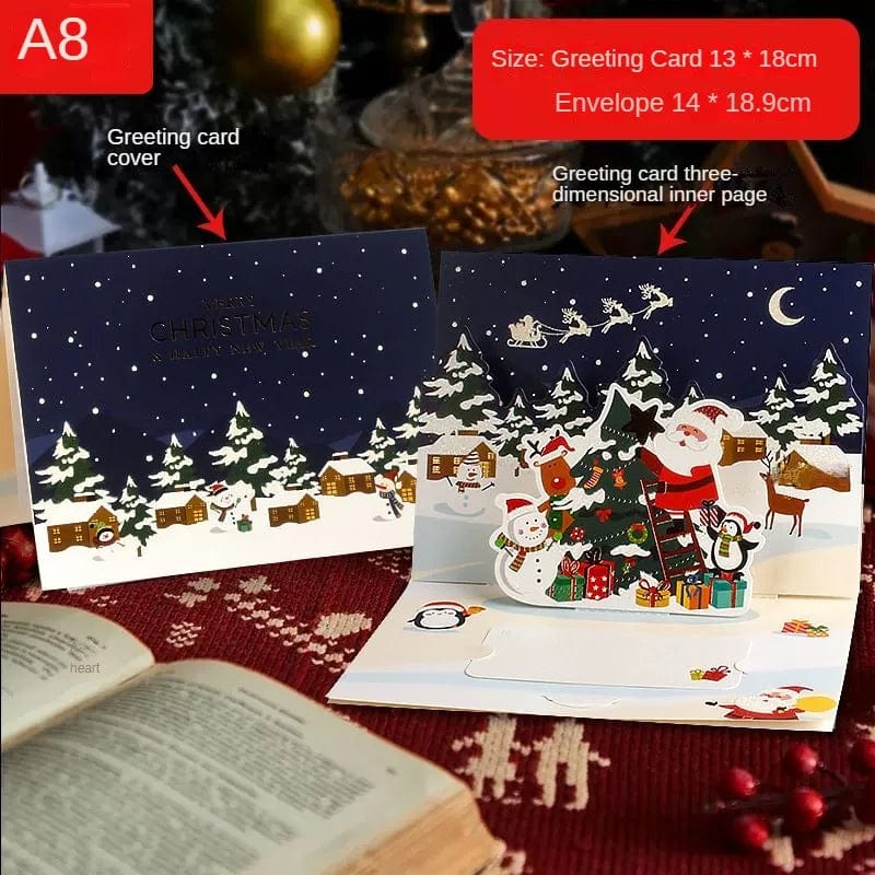 3D Santa Greeting Cards Folding Merry Christmas Best Wishes Card Xmas Gift for New Year Blessing Thank You Postcard Decoration - Image 17