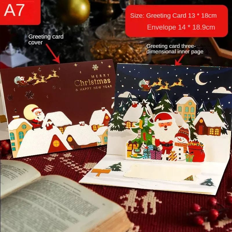 3D Santa Greeting Cards Folding Merry Christmas Best Wishes Card Xmas Gift for New Year Blessing Thank You Postcard Decoration - Image 18
