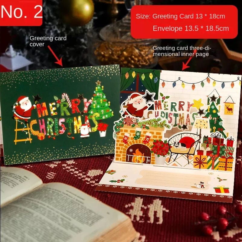 3D Santa Greeting Cards Folding Merry Christmas Best Wishes Card Xmas Gift for New Year Blessing Thank You Postcard Decoration - Image 29
