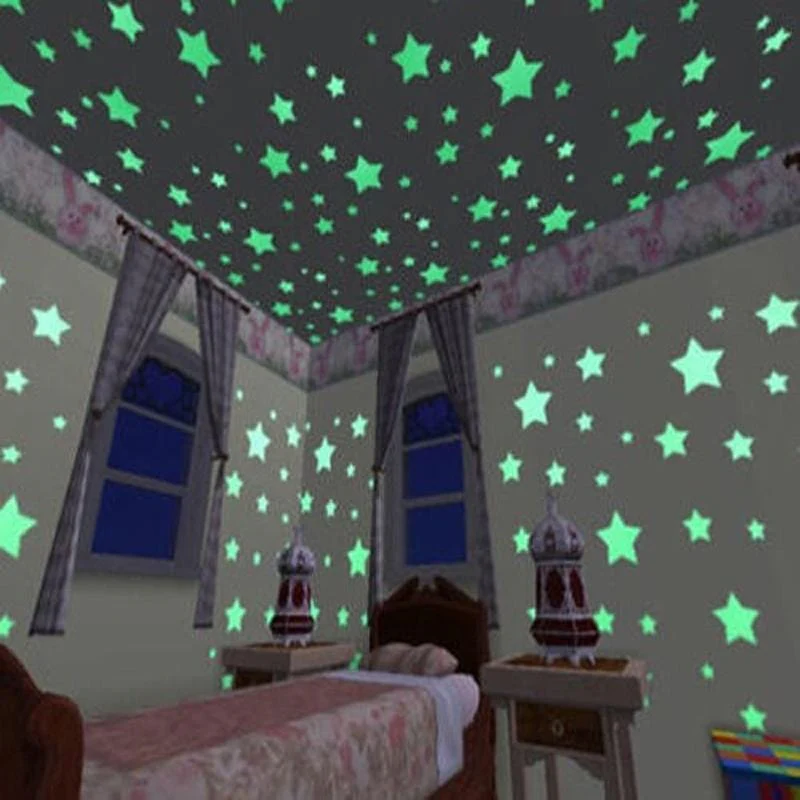 3D Stars Glow Stick Wall Decals for the Kid bedroom