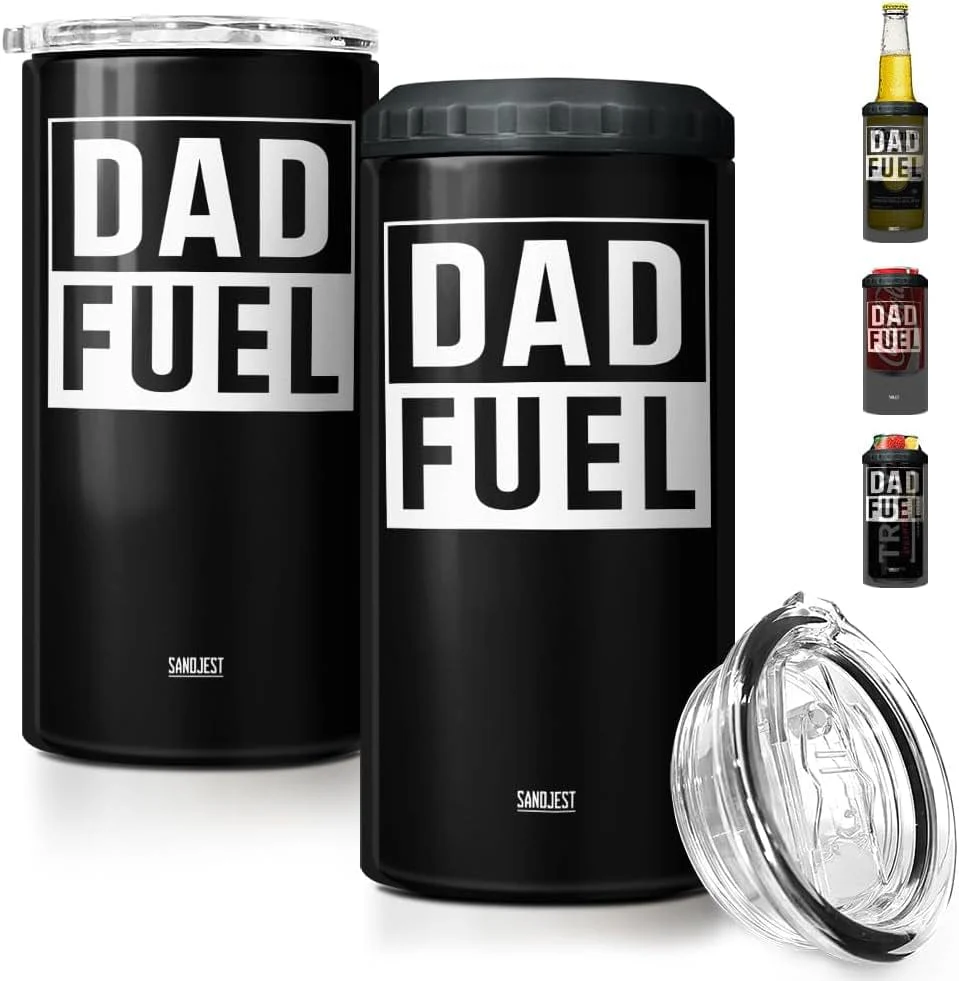 4-In-1 Dad Tumbler Gifts for Dad from Daughter Son - 12Oz Dad Fuel Can Cooler Tumblers Travel Mug Cup - Stainless Steel Insulated Cans Coozie Christmas, Birthday, Father'S Day Gift for Daddy