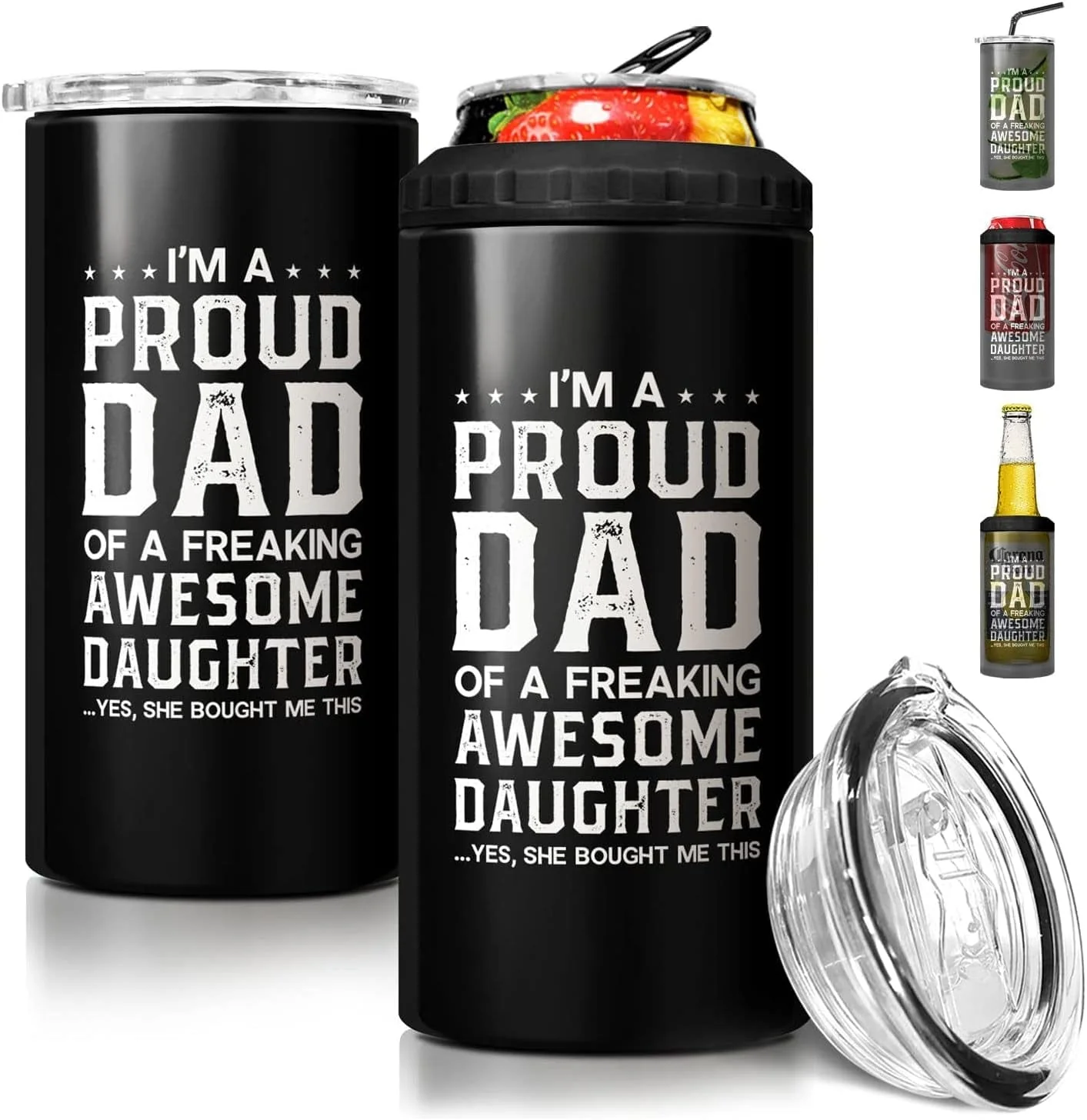 4-In-1 Dad Tumbler Gifts for Dad from Daughter Son - 12Oz Dad Fuel Can Cooler Tumblers Travel Mug Cup - Stainless Steel Insulated Cans Coozie Christmas, Birthday, Father'S Day Gift for Daddy - Image 12