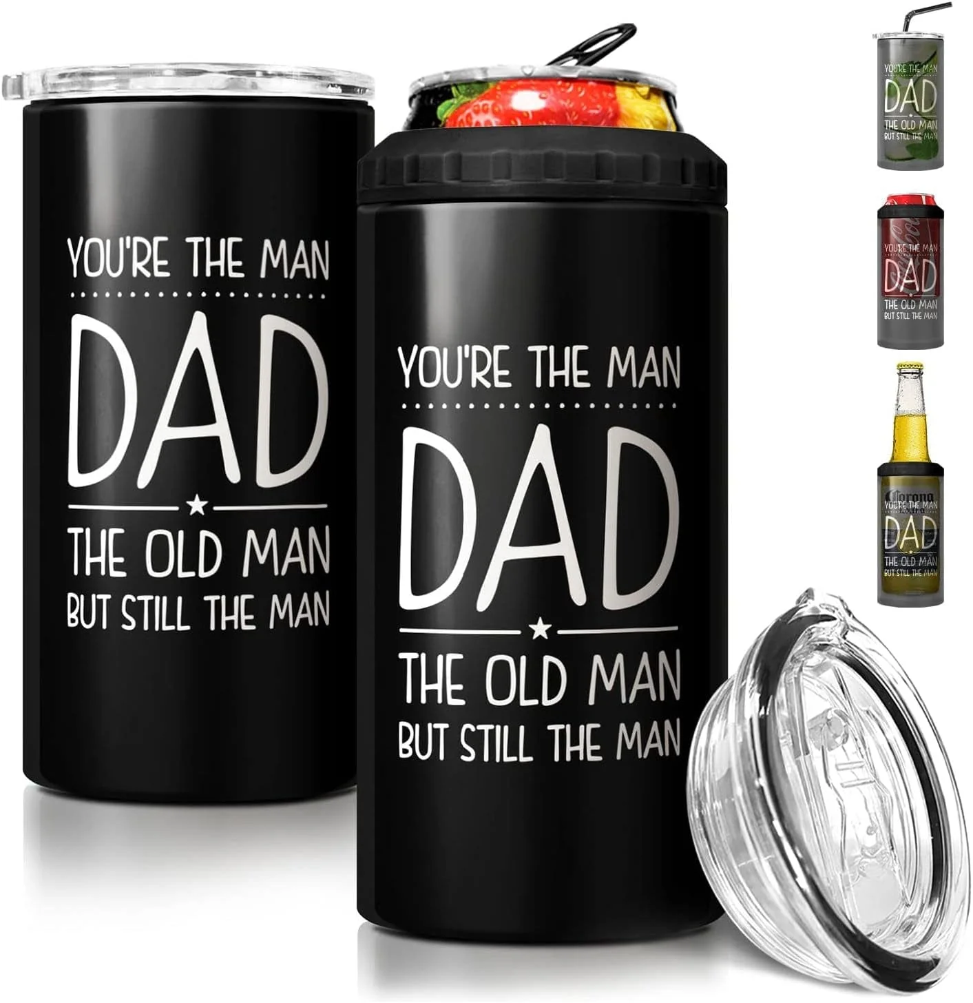 4-In-1 Dad Tumbler Gifts for Dad from Daughter Son - 12Oz Dad Fuel Can Cooler Tumblers Travel Mug Cup - Stainless Steel Insulated Cans Coozie Christmas, Birthday, Father'S Day Gift for Daddy - Image 13