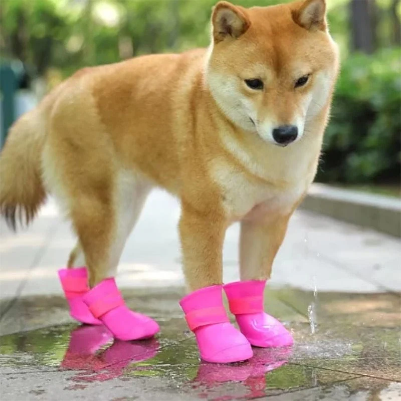 4Pcs Pet WaterProof Rainshoe Anti-slip Rubber Boots - Image 2