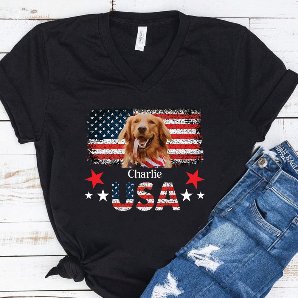 4th Of July American Dog Patriotic United States Personalized Custom Photo Dog 4Th Of July Shirt H393 890759 - Image 5