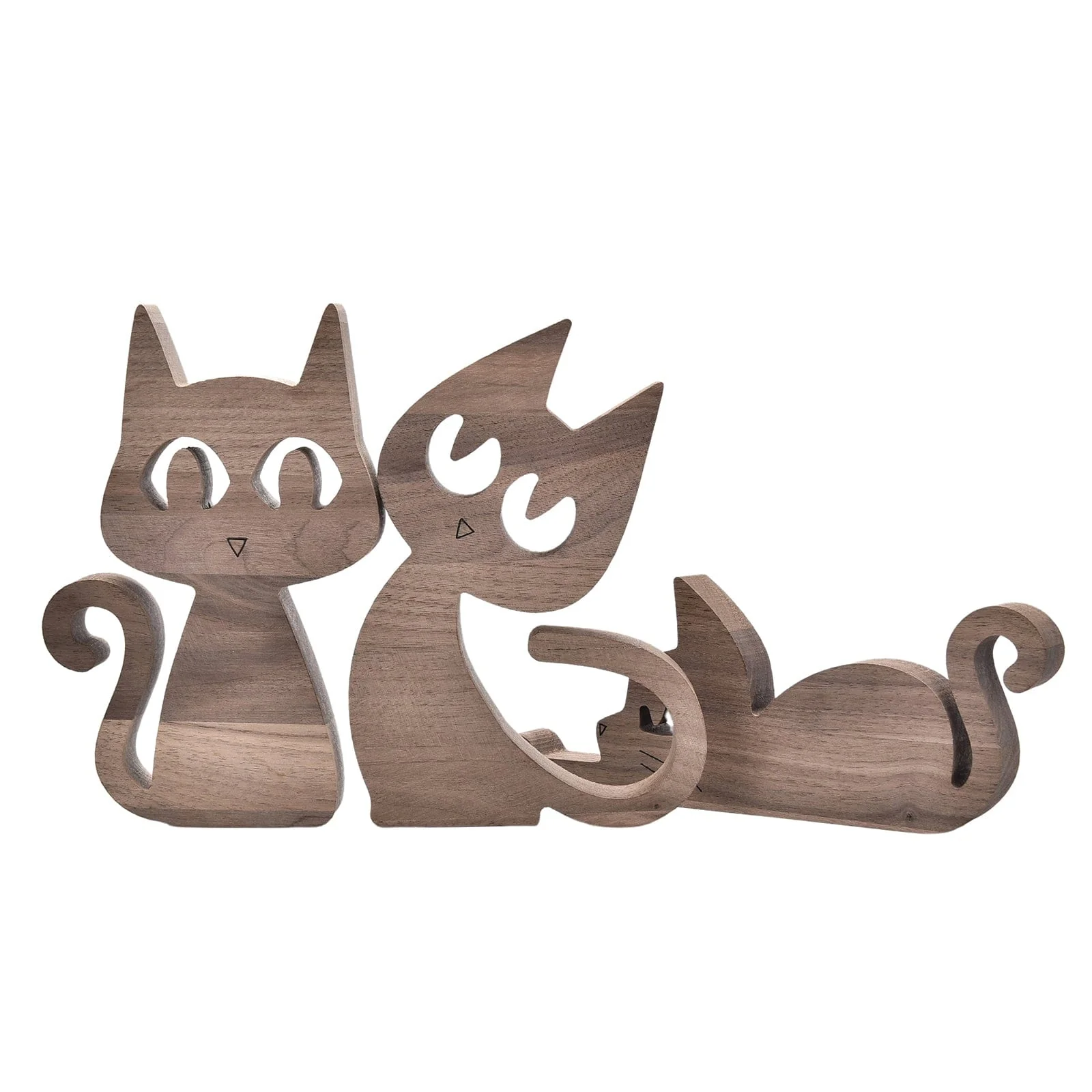 A Man With Two Cat Wood Sculpture N304 HN590 - Image 5