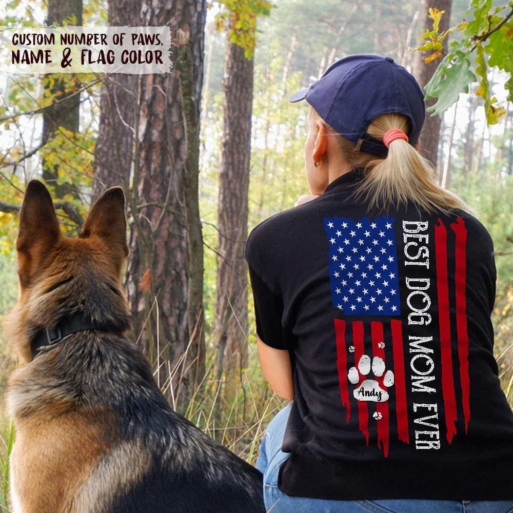 Best Dog Mom Ever American Flag Back Dog Shirt K228 888263 - Image 3