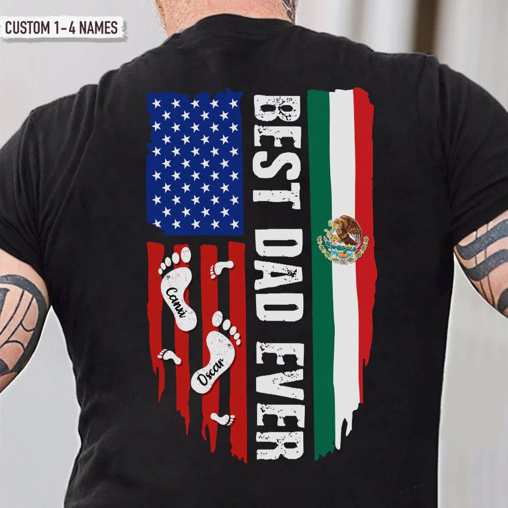 Best Dad Ever Mexican American Flag Back Family Shirt K228 888303 - Image 5