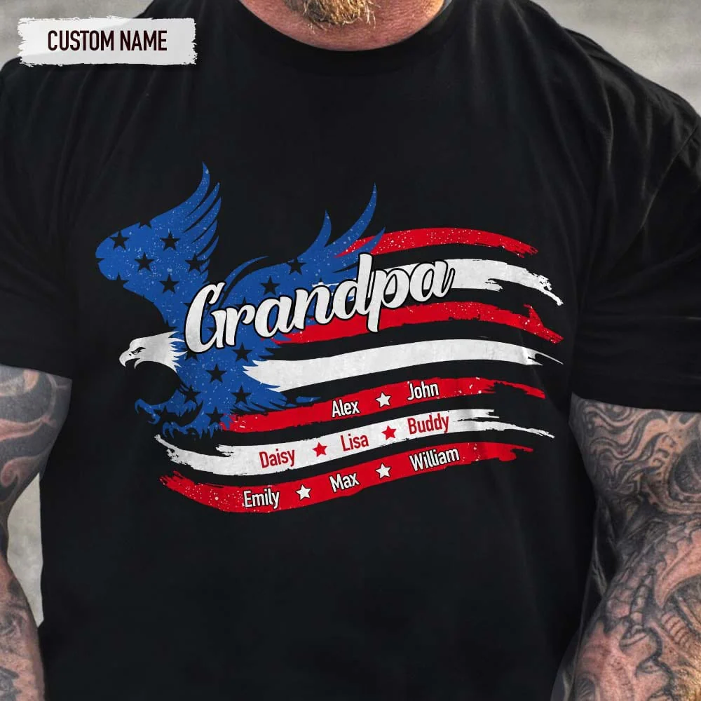 Papa Patriotic America Flag Family Shirt HN590 - Image 2