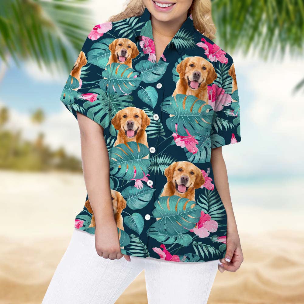 Upload Photo Dog Women's Hawaiian Shirt K228 888326 - Image 7