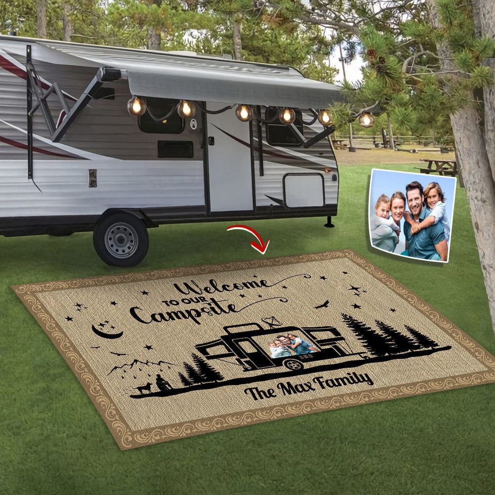 Welcome To Our Campsite Upload Photo, Camping Patio Mat K228 888373