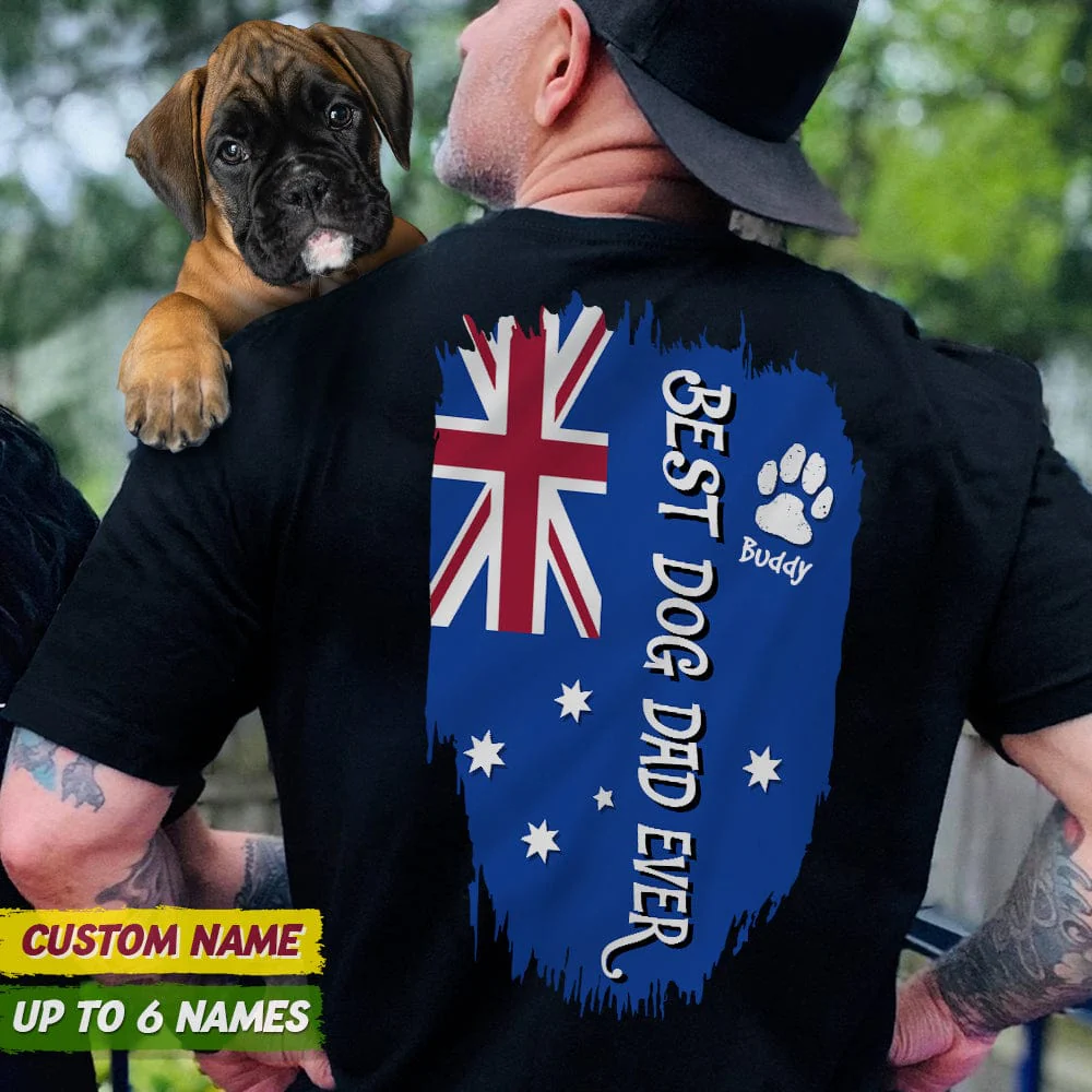 Best Dog Dad Ever Paw Australia Flag Back Dog Shirt K228 888409