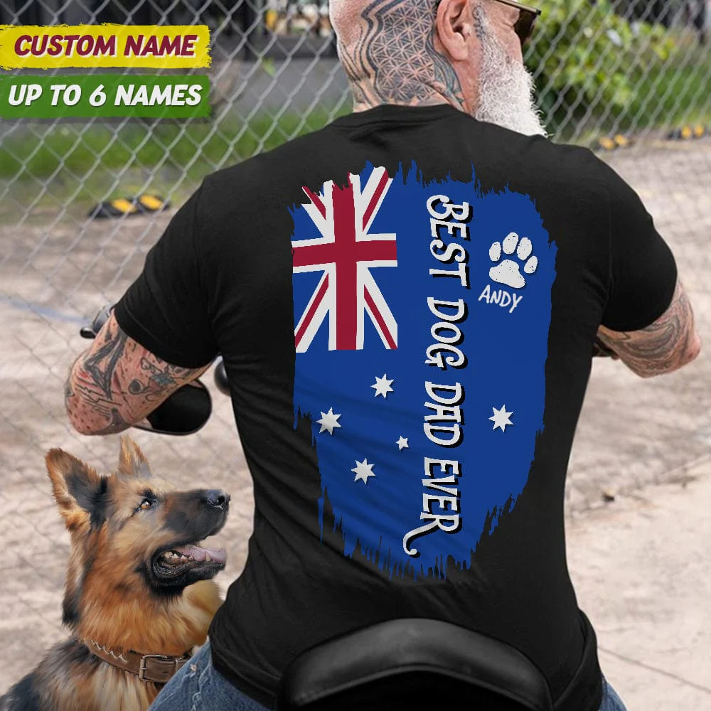 Best Dog Dad Ever Paw Australia Flag Back Dog Shirt K228 888409 - Image 3