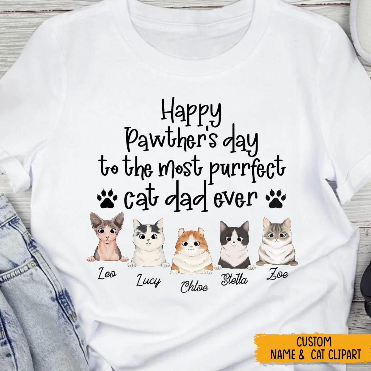 Happy Pawther's Day To the Most Purrfect Dad Cat Shirt, N304 HN590 - Image 3