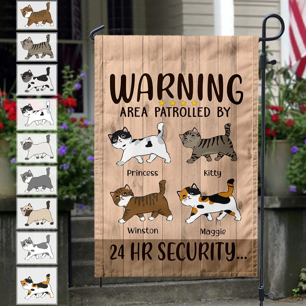 Area Patrolled 24Hr Security Cat Garden Flag HN590 - Image 4
