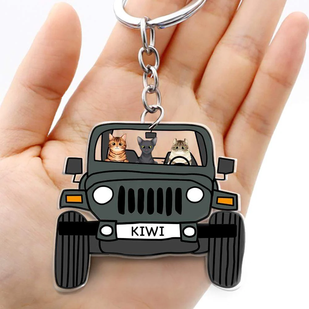Off Road Cat Keychain Double Sided Design Acrylic Keychain For Cat Lovers N304 HN590 - Image 3