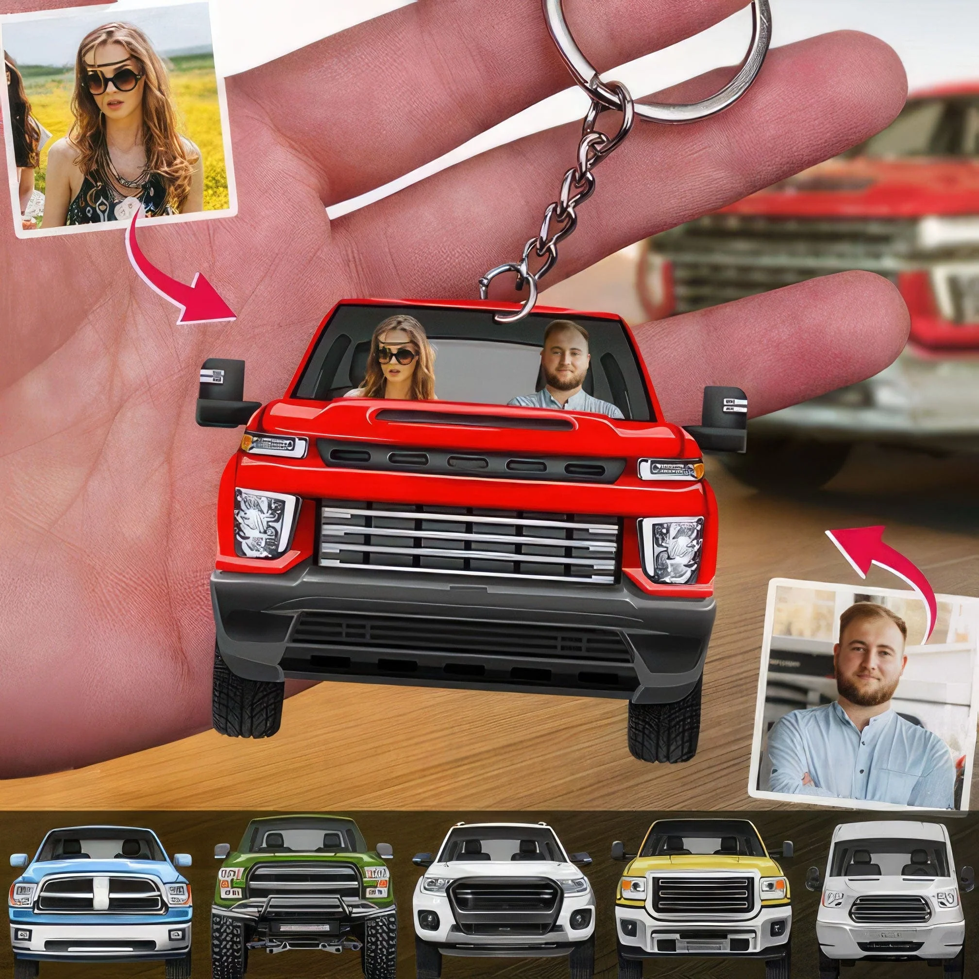 Pickup Truck Dog Cat Acrylic Keychain N304 888456 - Image 3