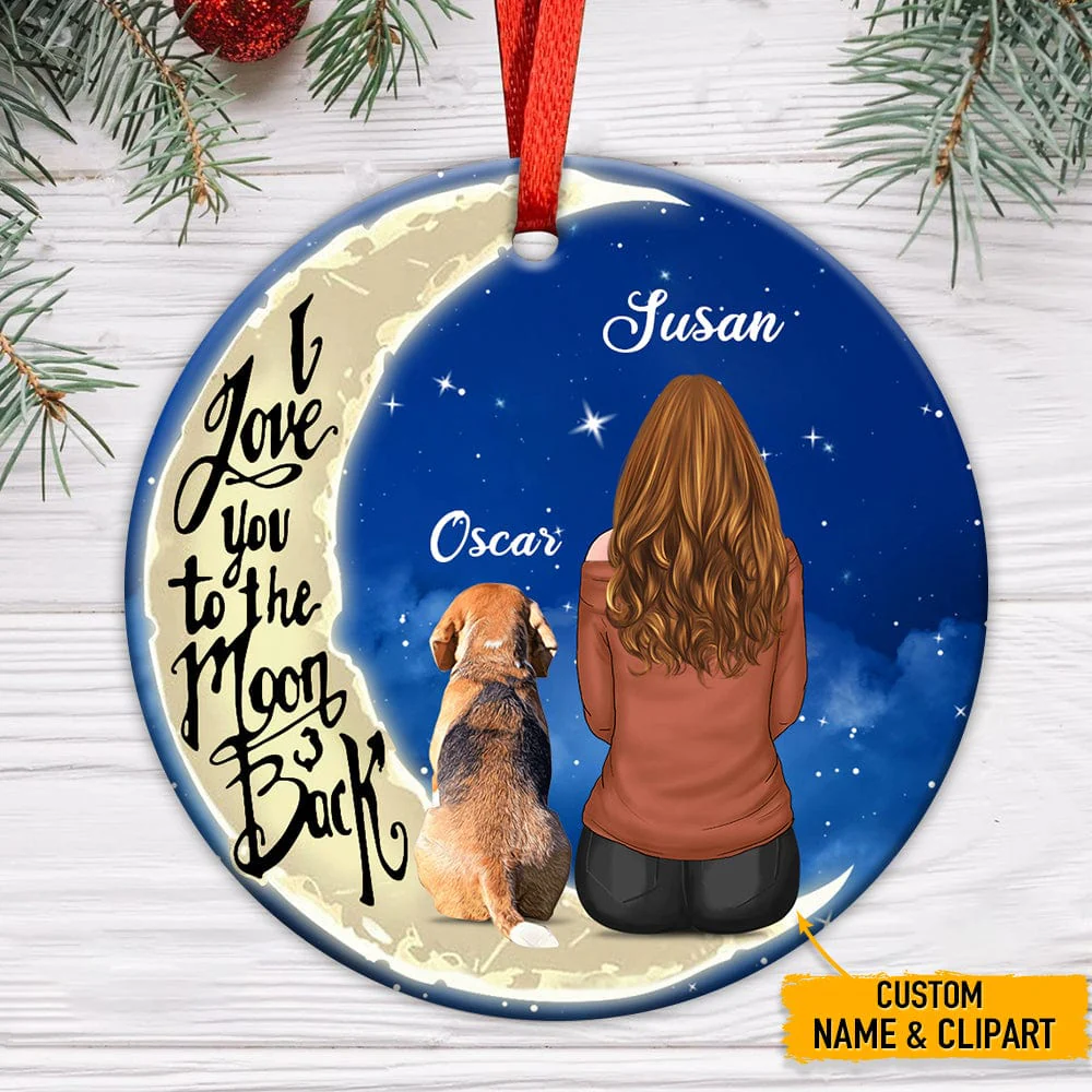 Love You To The Moon And Back Dog Ornament T286 HN590 - Image 2