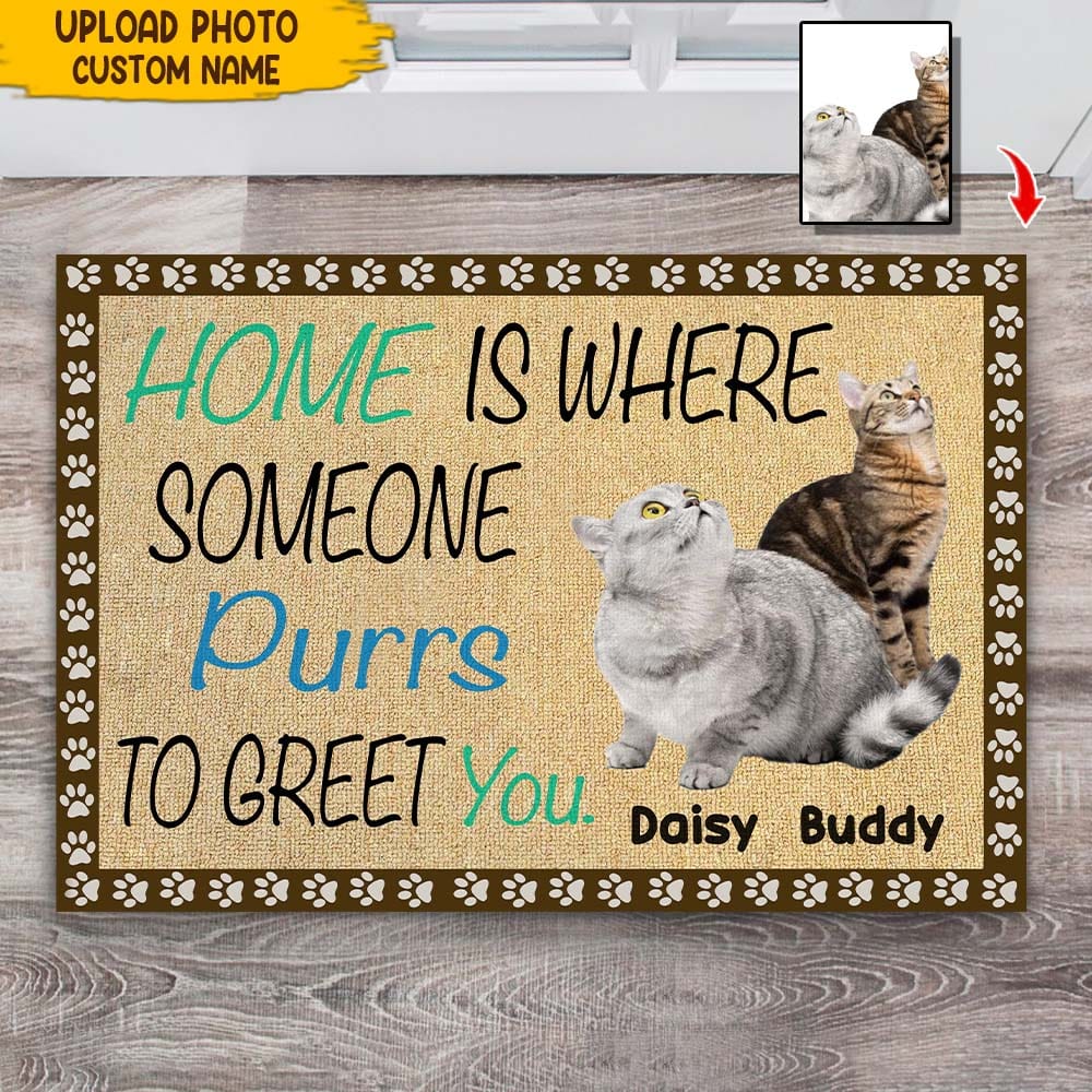 Home Is Where Someone Purrs To Greet You Cat Doormat T286 HN590 - Image 2
