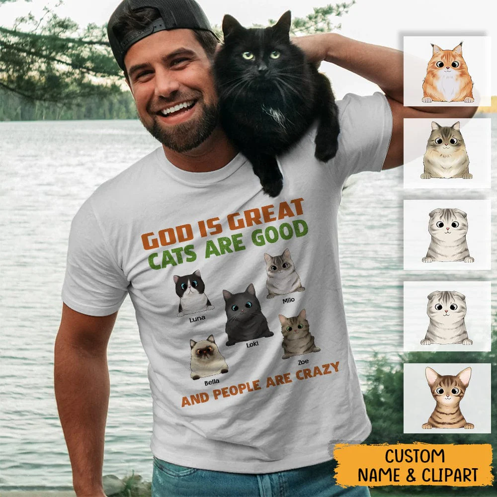 God Is Great Cats Are Good Cat Shirt T368 HN590 - Image 2