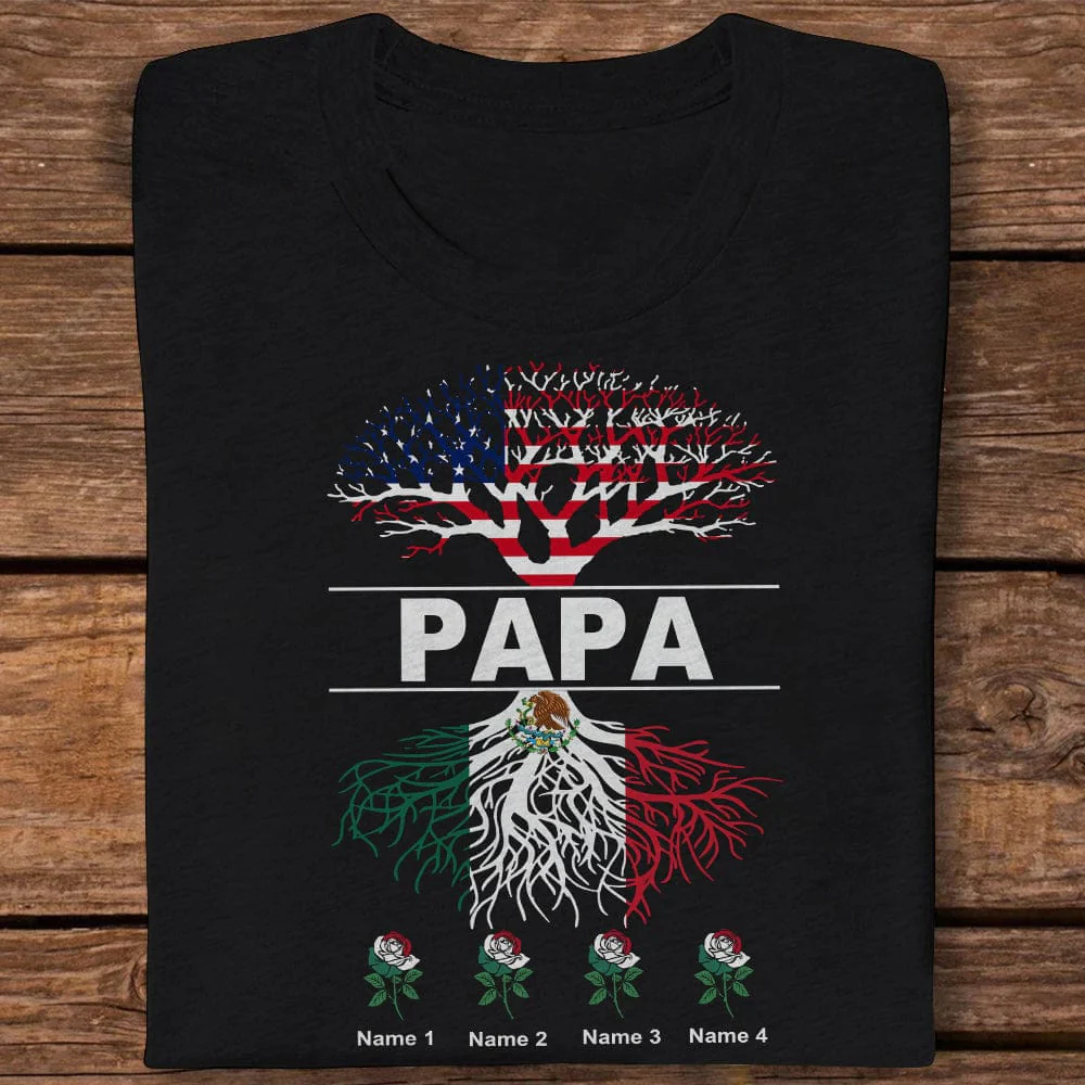 Mexican Roots American Grown Tree Flag Shirt K228 888507 - Image 2