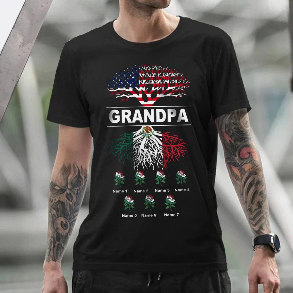 Mexican Roots American Grown Tree Flag Shirt K228 888507 - Image 4