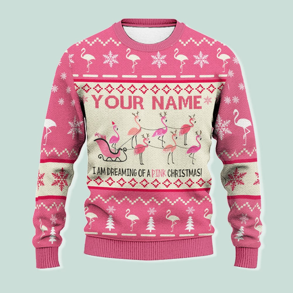 I Am Dreaming Of Pink Christmas Holiday AOP Ugly Sweater T286 HN590