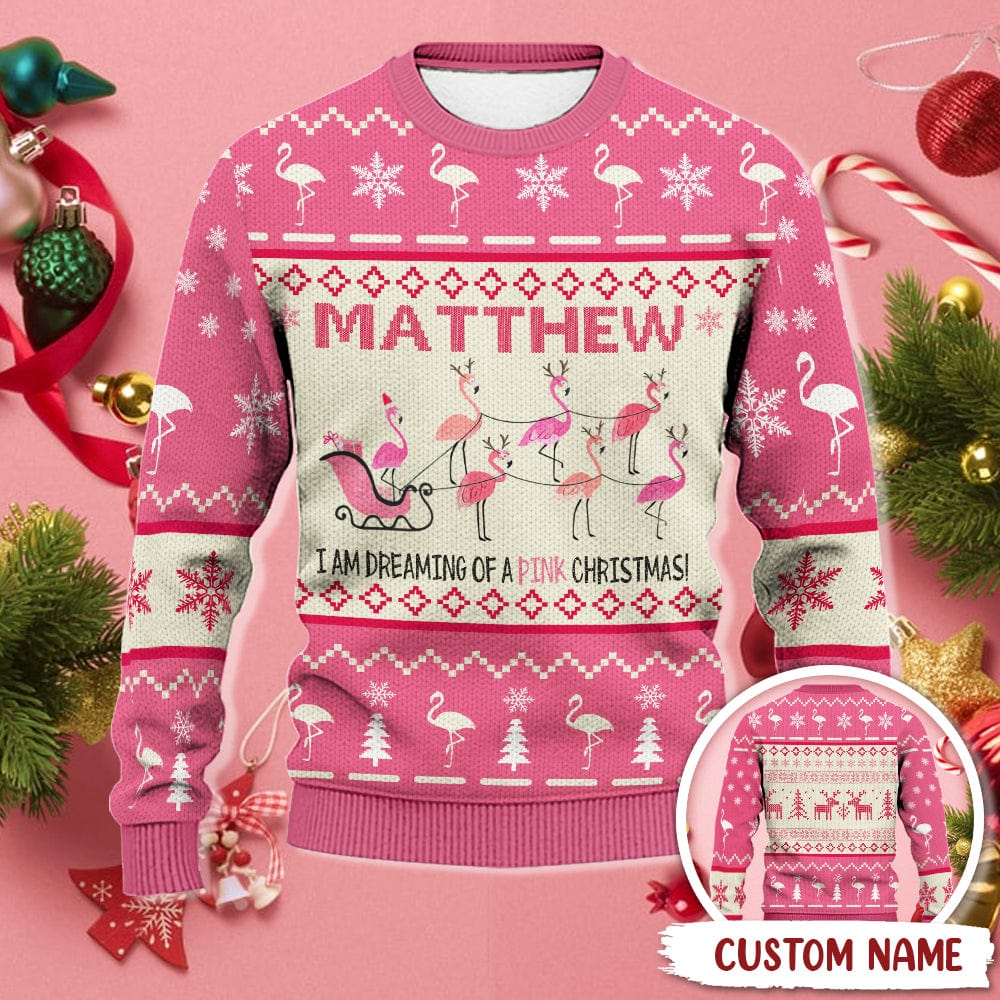 I Am Dreaming Of Pink Christmas Holiday AOP Ugly Sweater T286 HN590 - Image 2