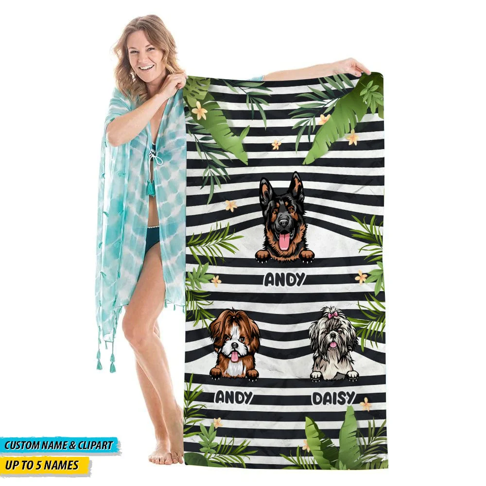 Summer Horizontal Line Dog Clipart Hawaiian Beach Towel N369 888546 - Image 5