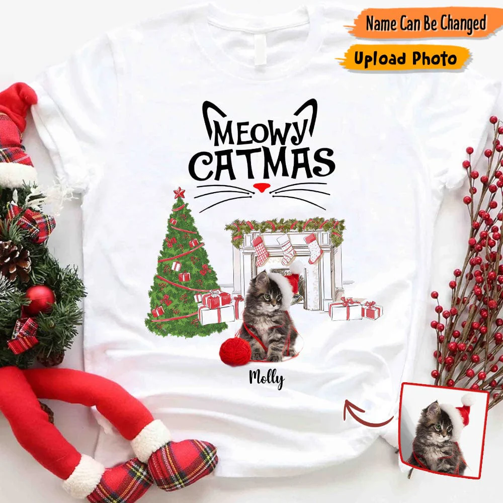 Custom Photo Meowy Catmas Cat Shirt T286 HN590 - Image 4
