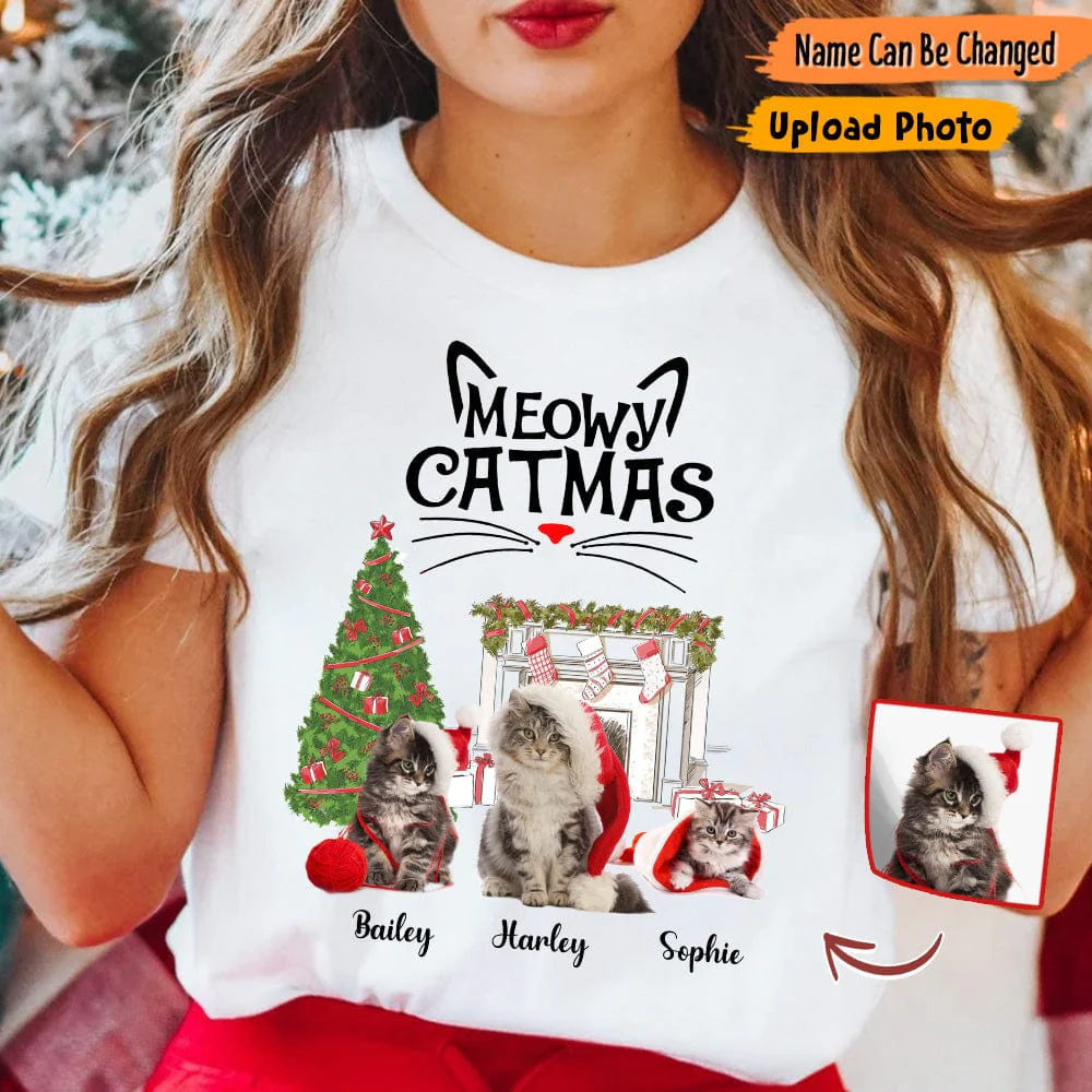 Custom Photo Meowy Catmas Cat Shirt T286 HN590 - Image 6