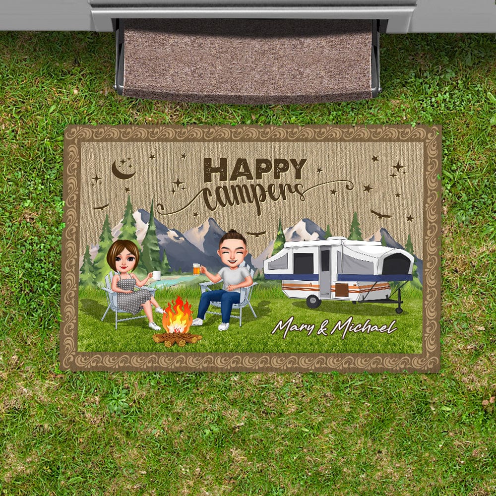 Happy Camper Chibi Couple Camping Doormat K228 888597