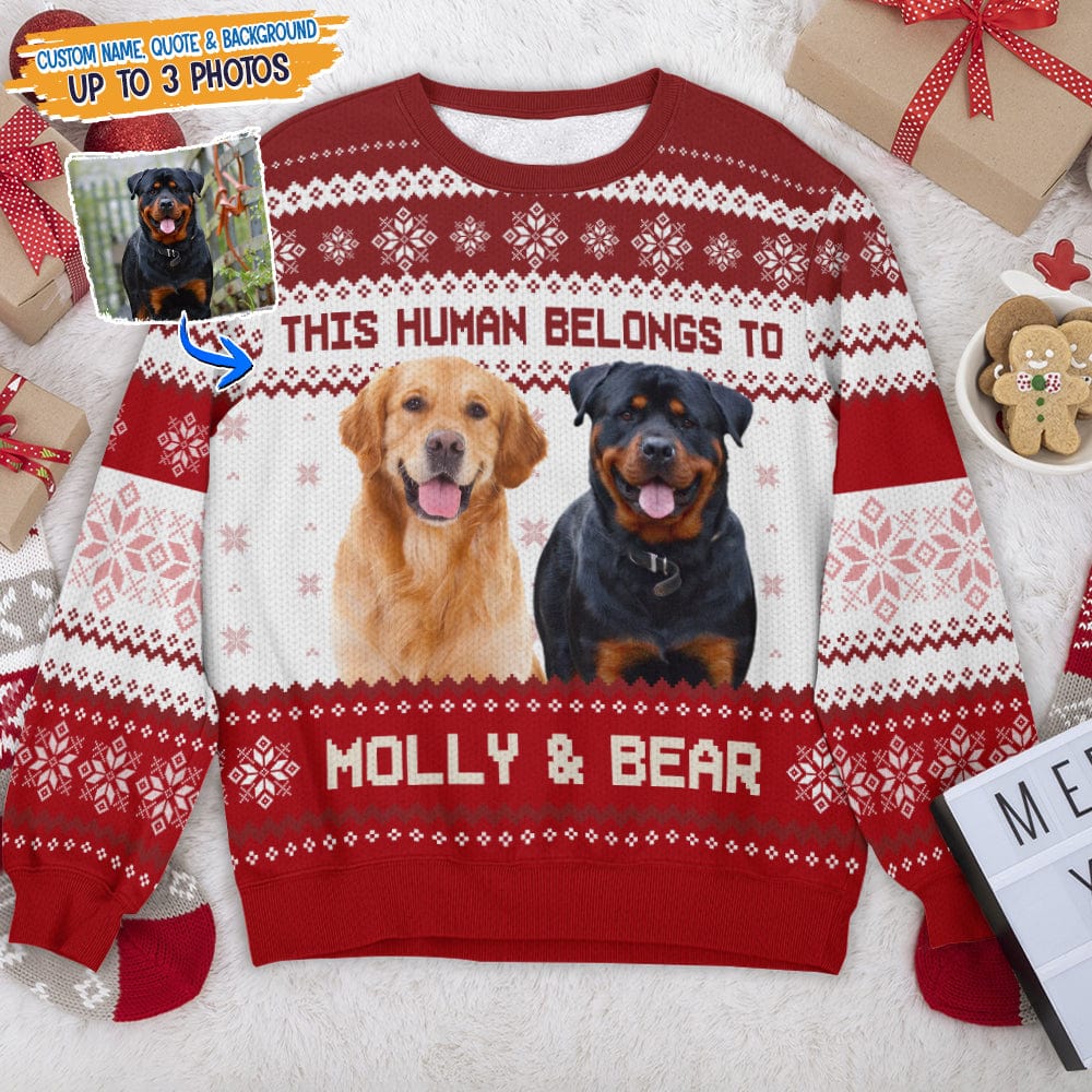 Custom Photo Dog Cat Best Mom Dad AOP Ugly Sweatshirt T286 HN590 - Image 3