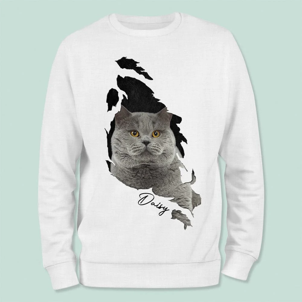 Custom Photo Dog Cat Behind The Scratch Pet Shirt N369 HN590 - Image 2