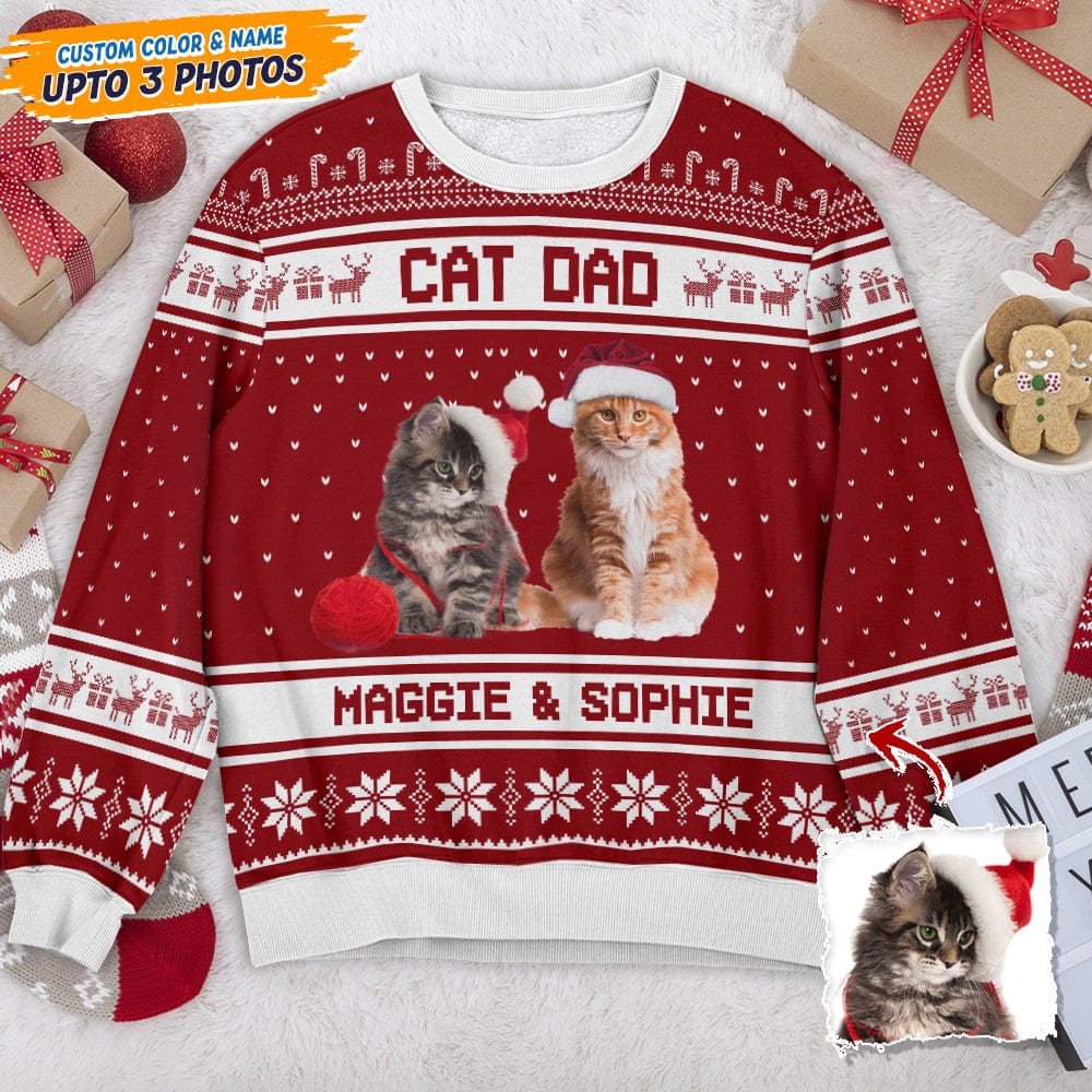 Custom Photo Cat Parent Cat AOP Ugly Sweatshirt N304 HN590 - Image 2