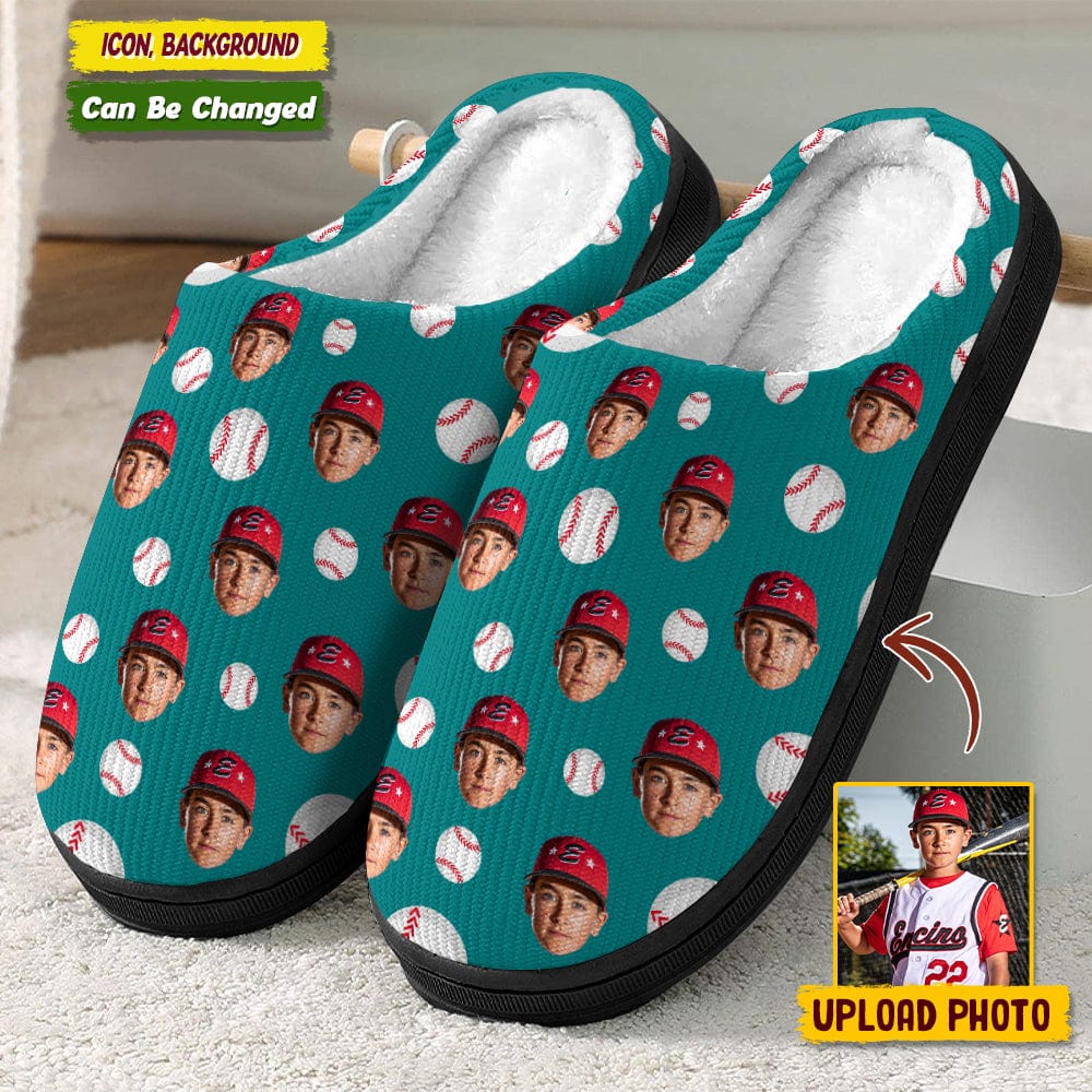 Custom Photo Baseball Softball Plush Slippers T368 HN590 - Image 10