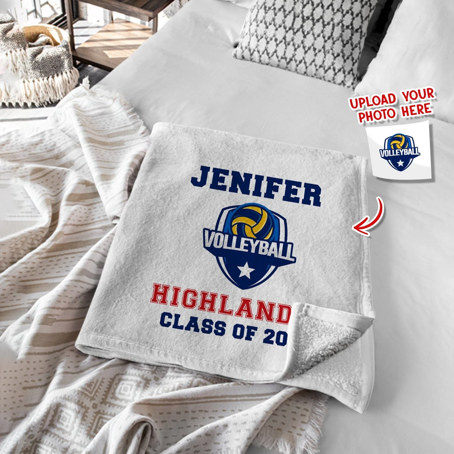 Custom Photo College Blanket with Logo Team Sport Blanket T368 HN590