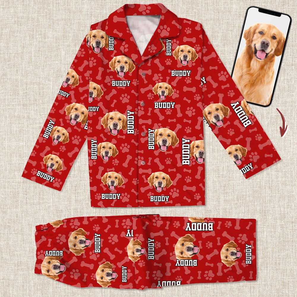 Custom Photo Name Paw Pattern Dog Cat Pajamas K228 888800 - Image 7