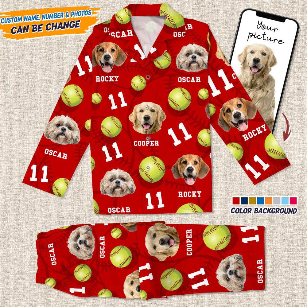 Custom Dog Cat Photo Softball For Pet Lover Pajamas T286 888809 - Image 2