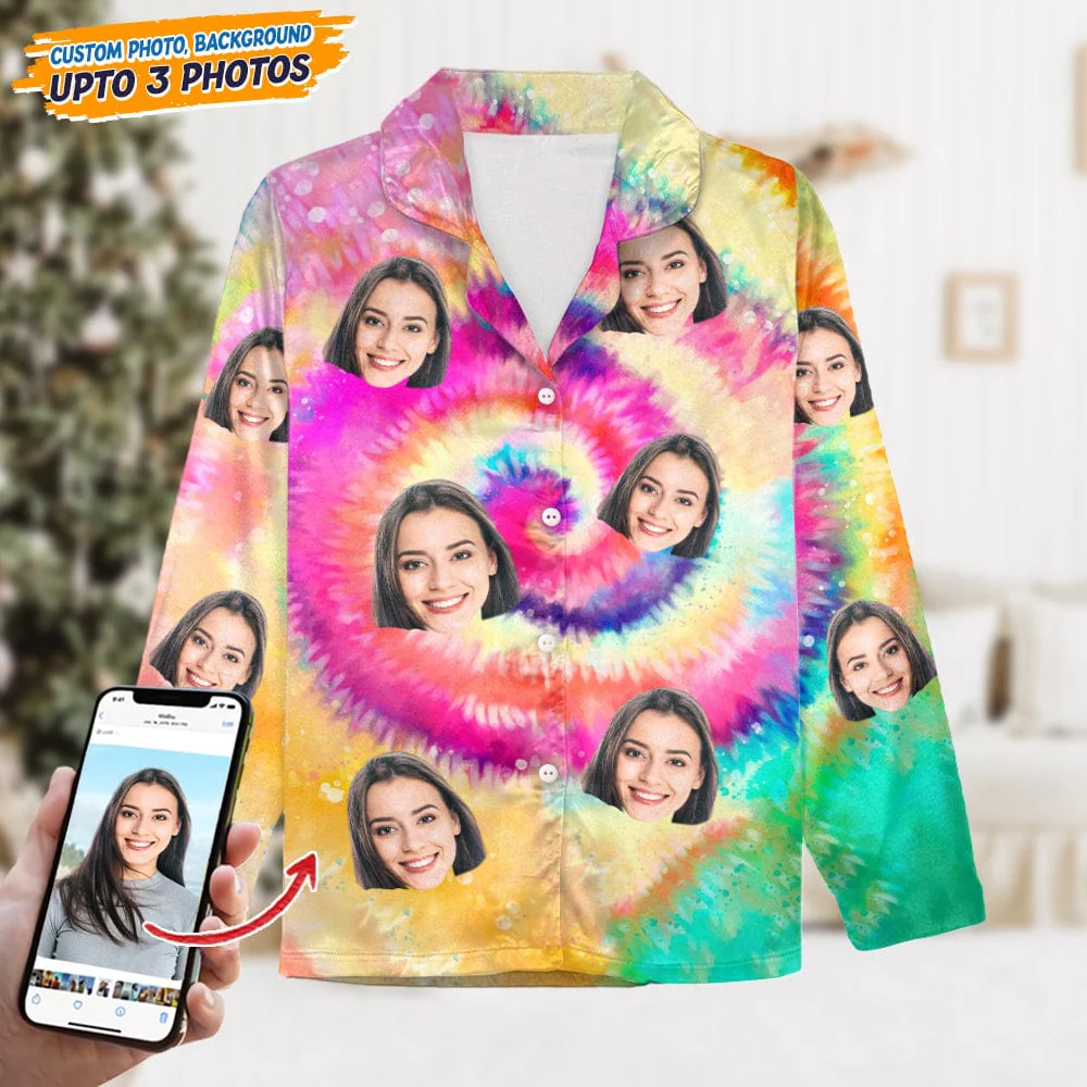 Custom Photo Tie Dye Background For Christmas Pajamas N304 888812 - Image 3