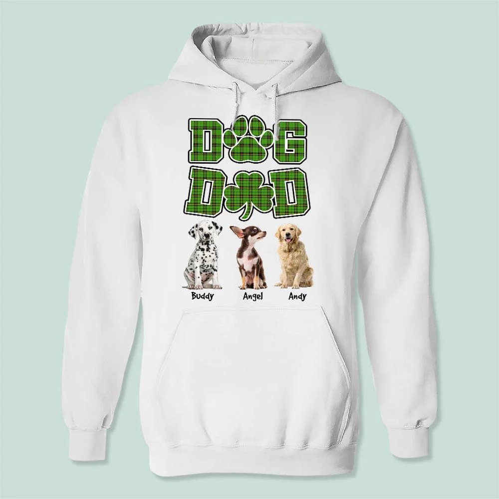 St.Patricks Day Custom Photo Dog Dad Shamrock Shirt K228 HN590 - Image 3