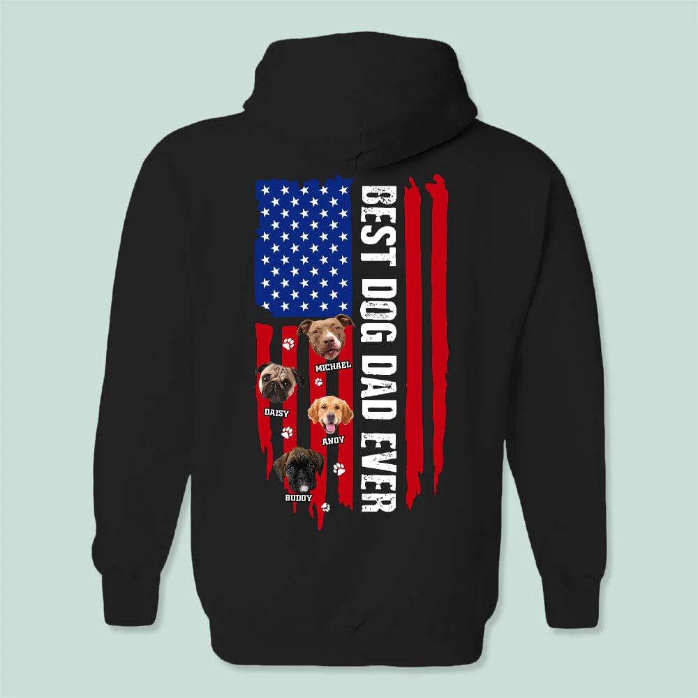 Custom Photo Best Dog Dad Ever Paw American Flag Backside Dog Shirt TA29 888841 - Image 3