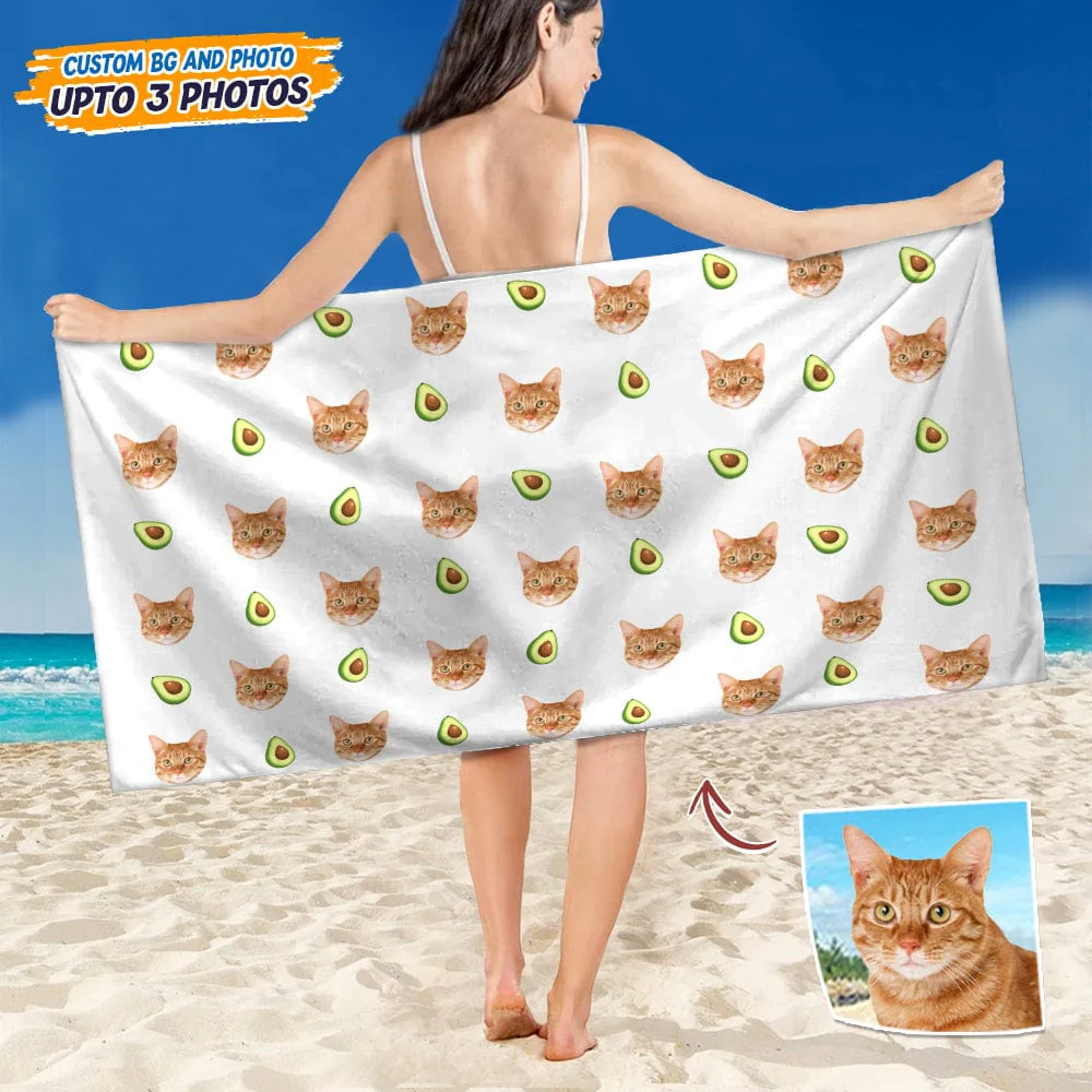 Custom Photo With Icon Decoration Cat Beach Towel TA29 HN590 - Image 4