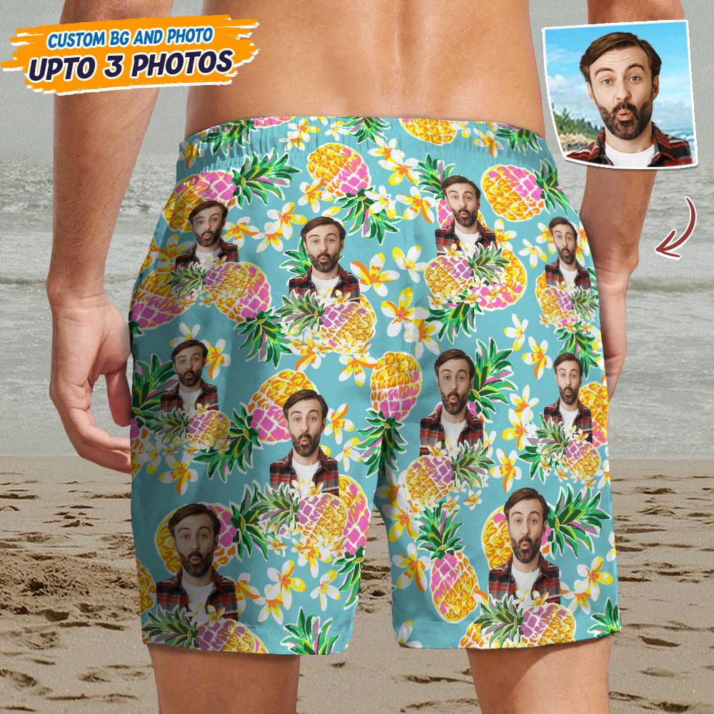 Upload Human Face Photo With Pattern Men's Beach Short TA29 888860 - Image 2